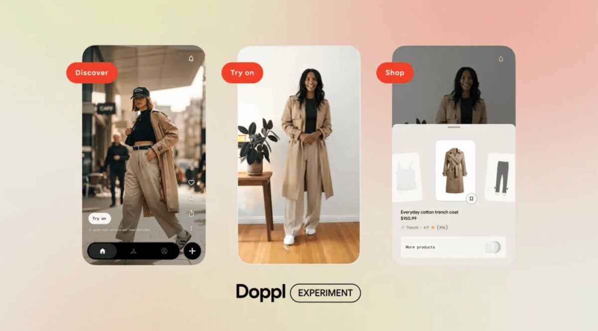 Google AI generált shoppable feed a Doppl alkalmazásban ai generalt shoppable feed virtuális próbafülke személyre szabott outfit ajánlások